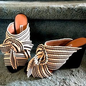 Tabitha Simmons peep toe mules